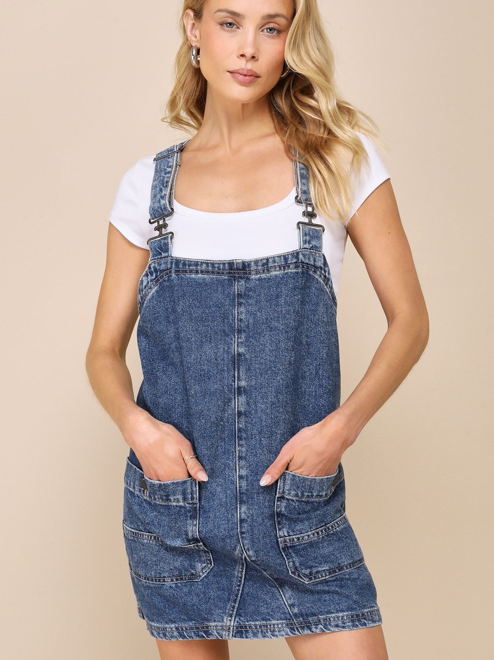 Like New! Free People SOLD OUT Smock Mini Denim Overall Dress - Sz XS/S
